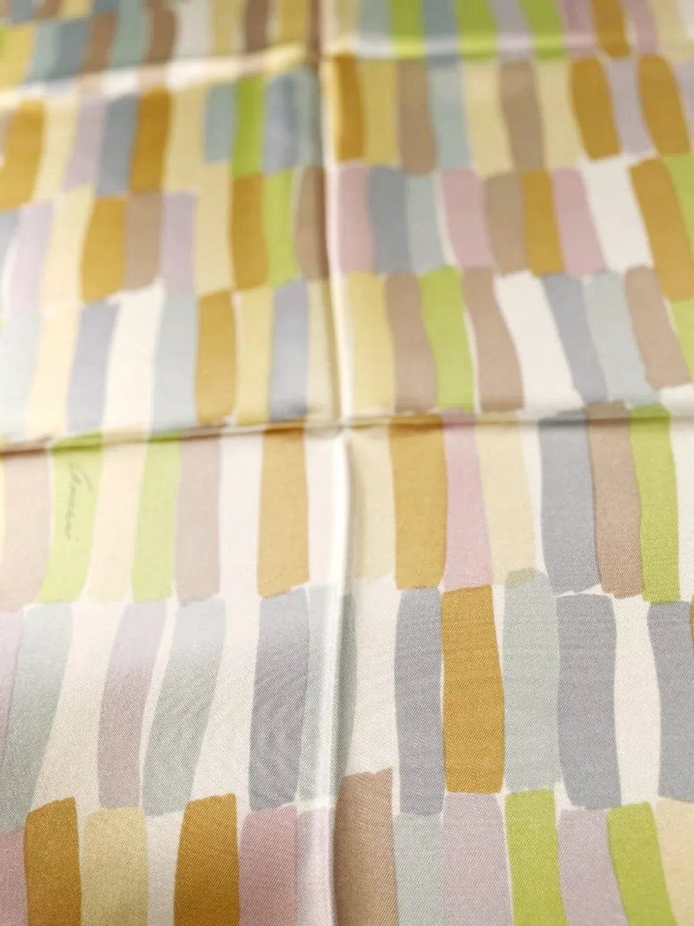 Vintage Gucci Silk Scarf 34” Painterly Stripe Italy Hand Rolled Hem - Picture 7 of 15